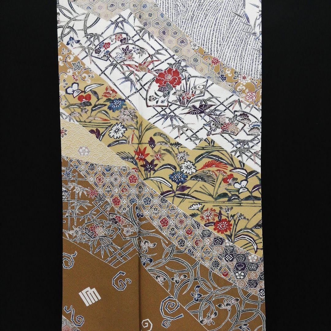 しゃれ訪問着(袷) (地紙に花鳥 源氏香 花唐草 吉祥紋 ちりめん ガード