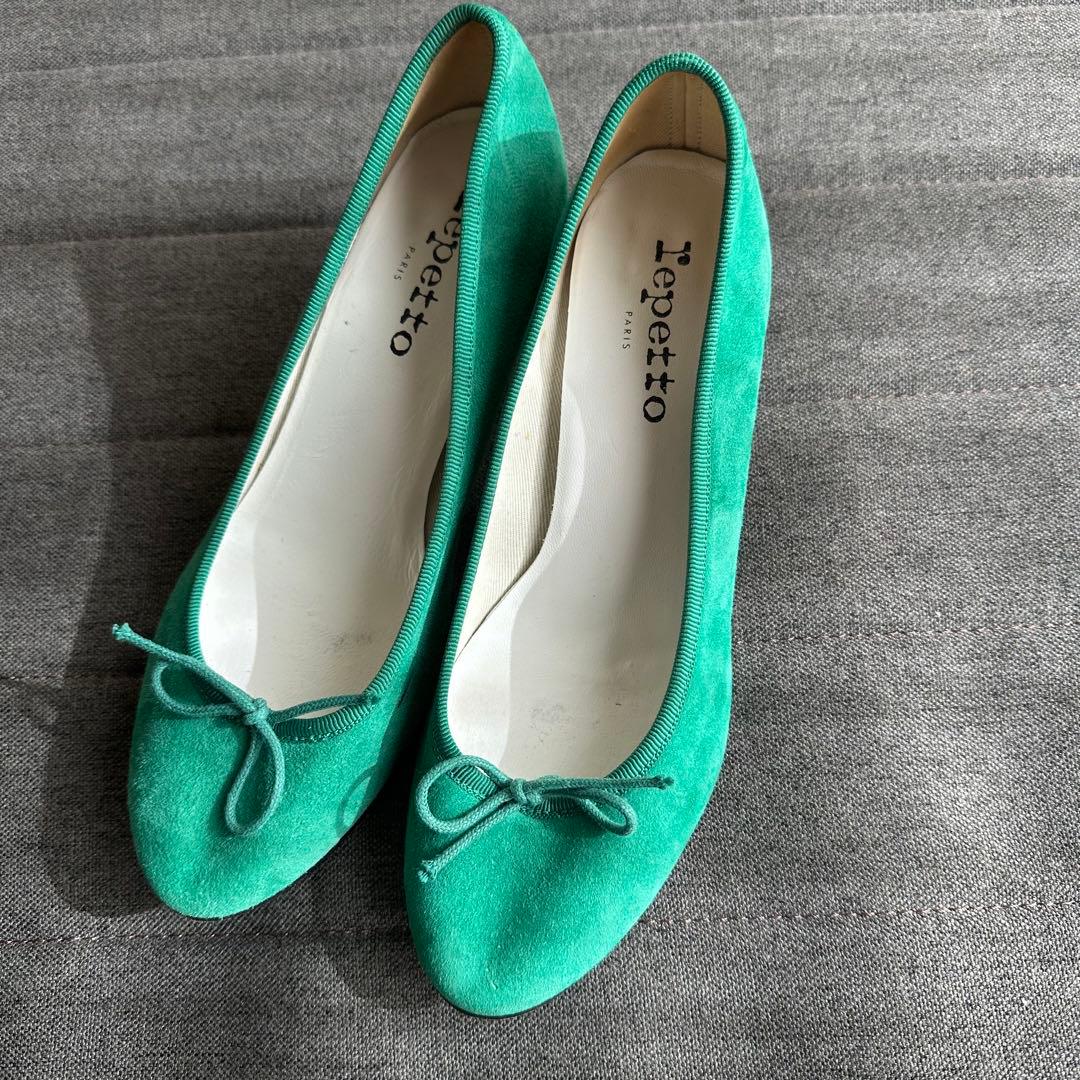 Repetto レペット グリーン フラットシューズ パンプス スウェード