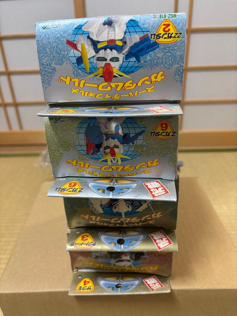 当時物】元祖SDガンダム初期4体セットΖ／ZZ／ザクIII／ヤクト 箱・説