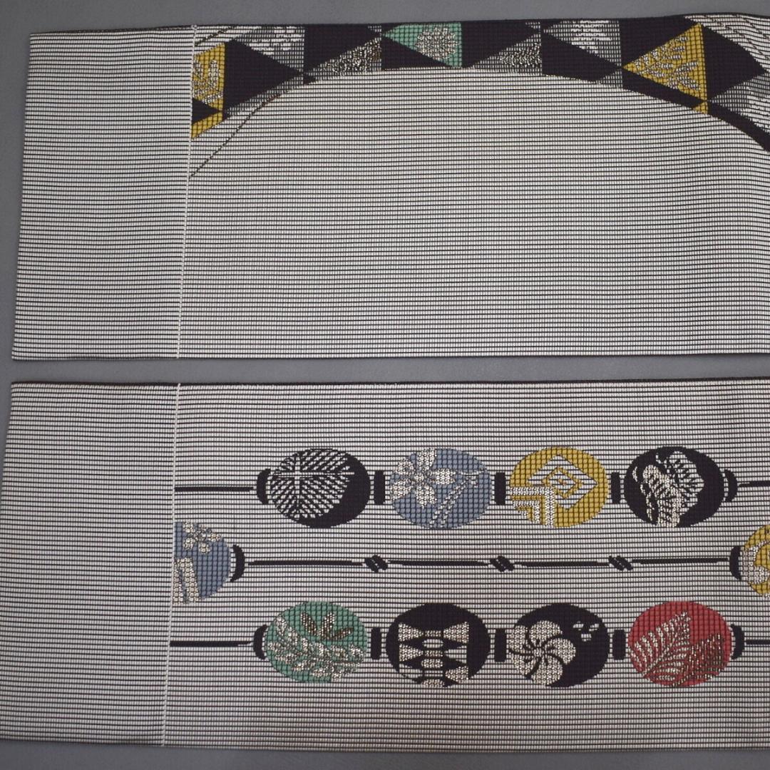 M18-7 新品 正絹 本場筑前博多織 小袋 半幅帯 提灯/ウロコ 協和織