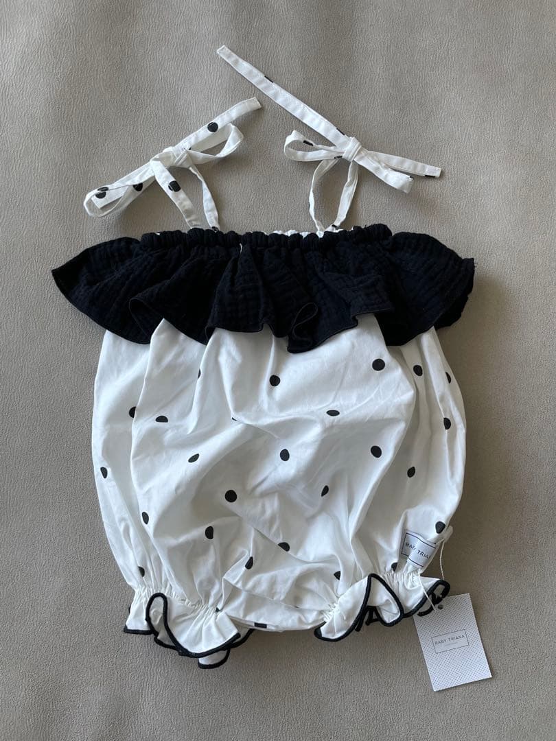 BABY TRIANA キャミソールロンパース　12-24m ボタニカルツートンロンパース 60cm～90cm｜ベビーのロンパース