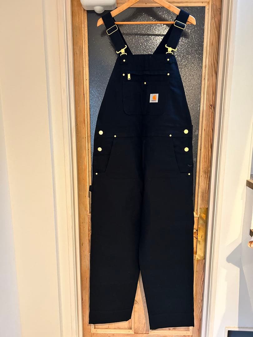ア*ア様 美品訳ありカーハート　ブラック　ダック地オーバーオール W36×L30 メキシコ製 carharttカーハート ダック地 ダブルニー オーバーオール