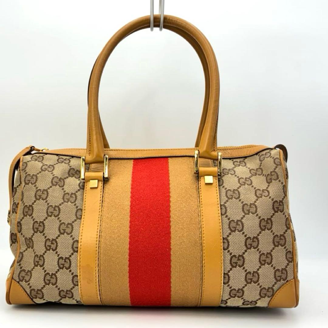 グッチ ミニボストンバッグ シェリーライン GG柄 ハンドバッグ 鞄