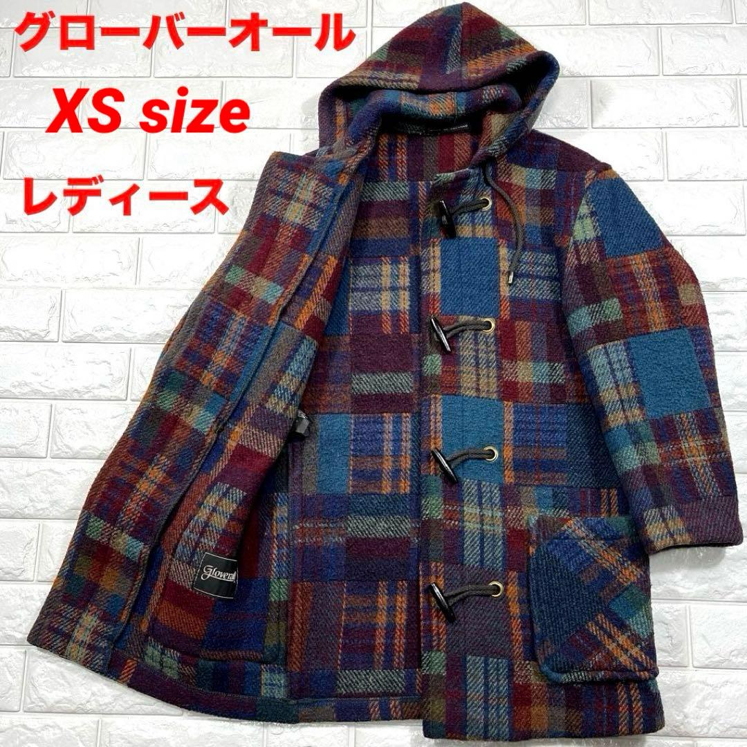 グローバーオール 美品 XS ダッフル コート ロング丈 パッチワーク柄