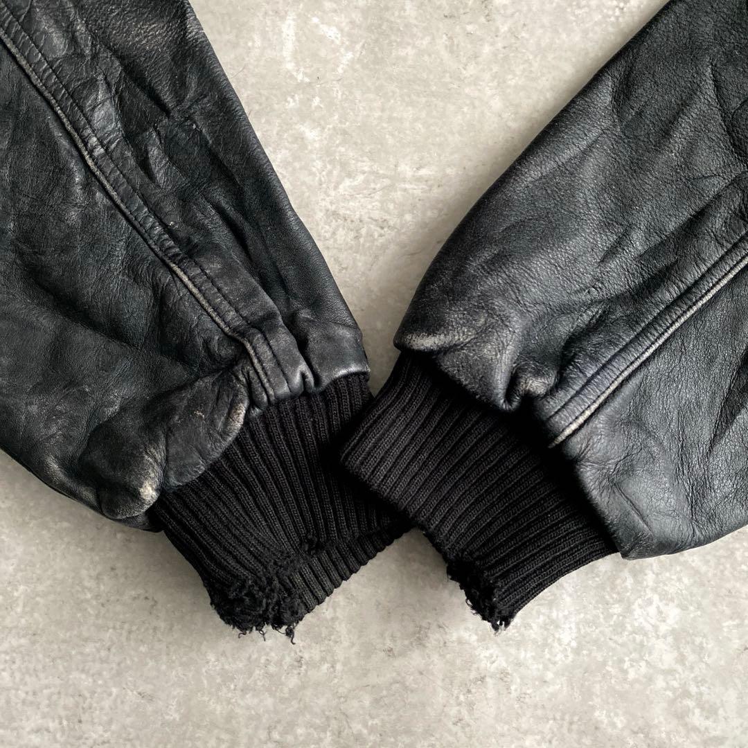 名作 90s NIKE 味アリ ウール×レザー スタジャン オール ブラック 黒