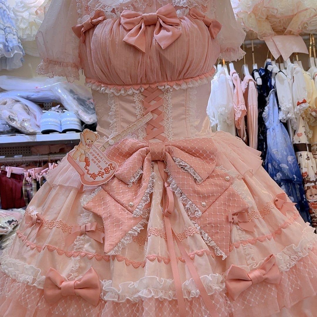 ピンク ロリータドレス ドール風 ゴスロリJSK甘ロリ ロリィタ