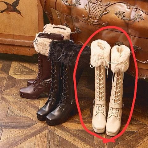 クラロリくる実 しまむら ホワイトファー付きロングブーツ - メルカリ