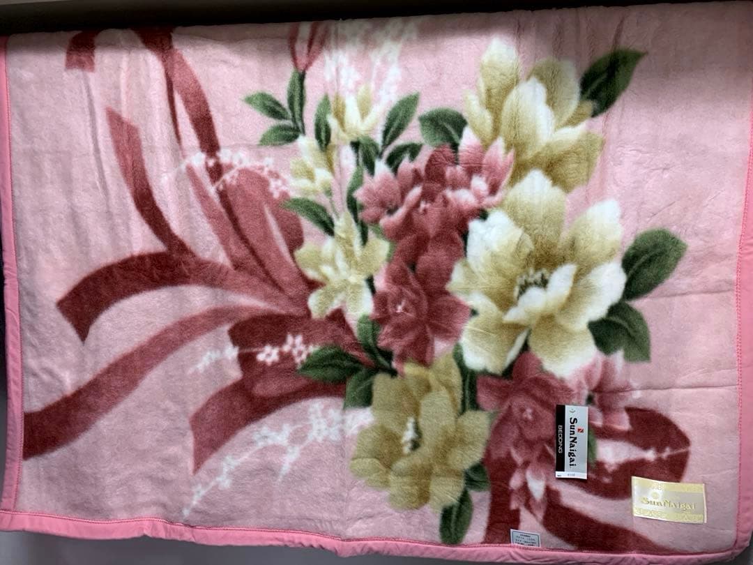 SunNaigai 花柄のアクリル毛布 昭和レトロ 当時物 - メルカリ