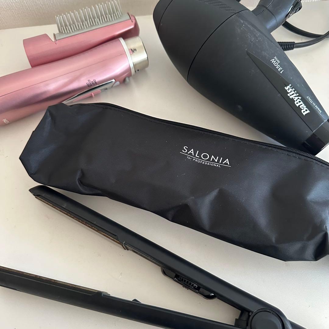 ジャンク】SALONIA ストレートヘアアイロン ブラック 収納ケース付き