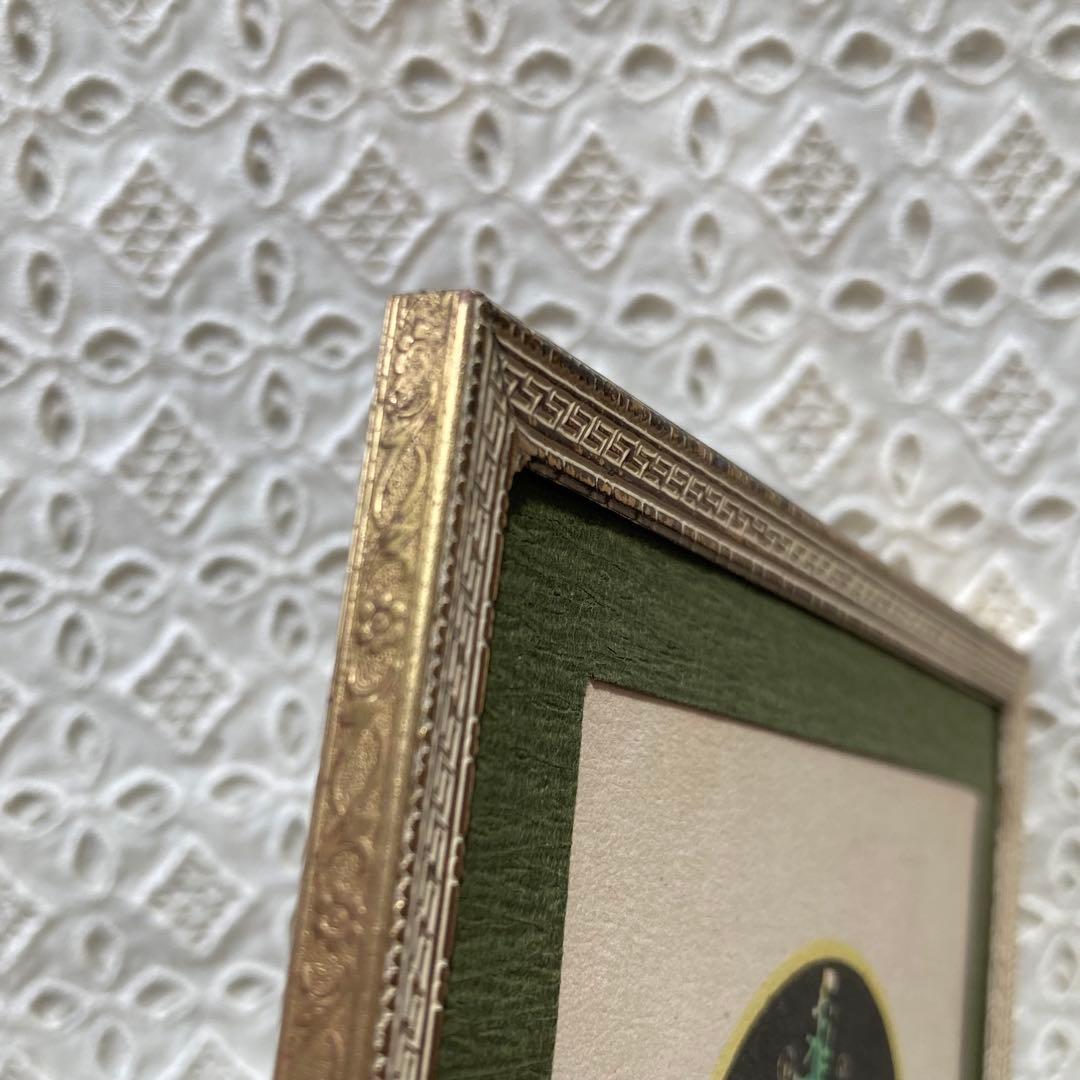 アンティークフレームE☆1920年代超希少MAJ LINDMANツリーカード入りの