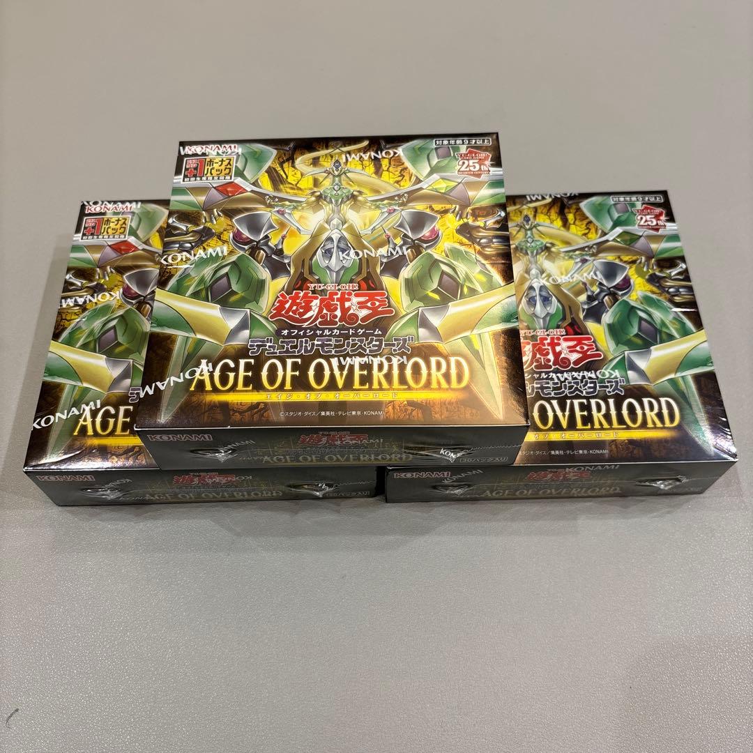 遊戯王　エイジ・オブ・オーバーロード　シュリンク付未開封　3BOX Amazon | 遊戯王OCG＋1BOX エイジオブオーバーロード 初回生産限定 YU