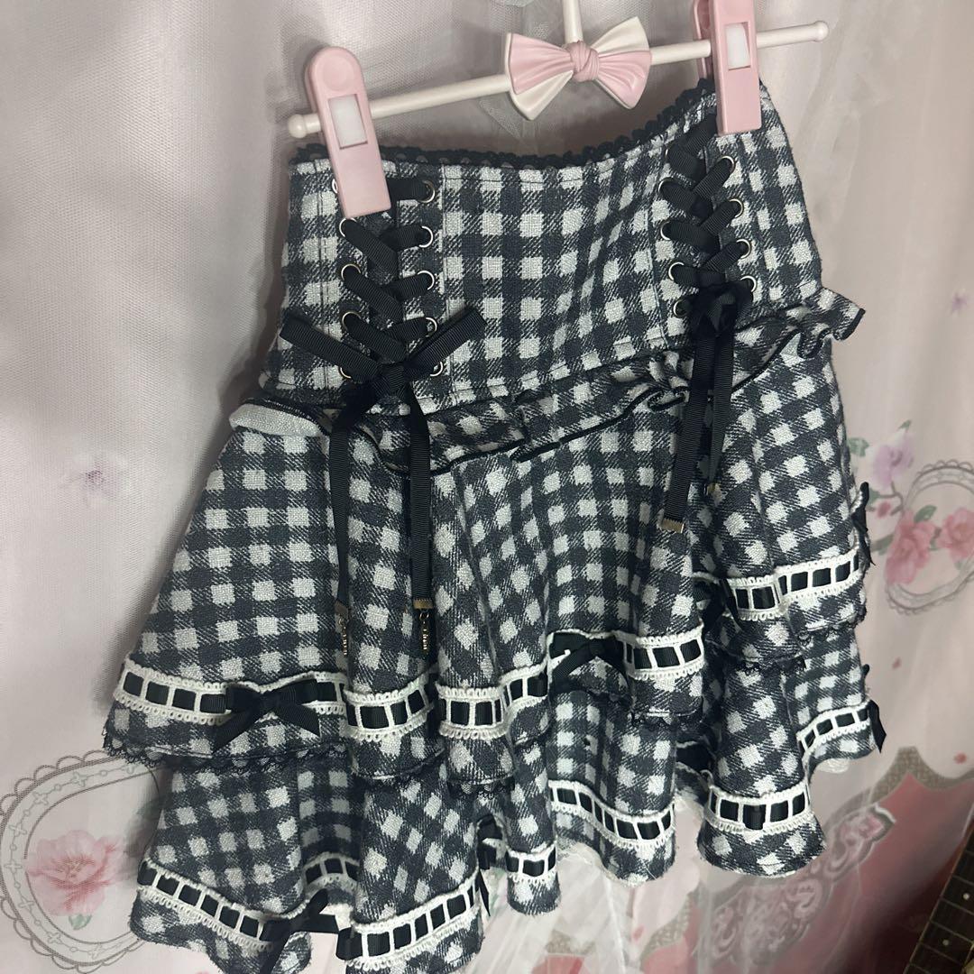 LIZLISA はしごリボンギンガムティアードスカパン ブラック - メルカリ