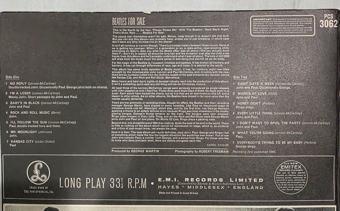 UKオリジナル ビートルズ「Beatles For Sale」ステレオ盤 - メルカリ