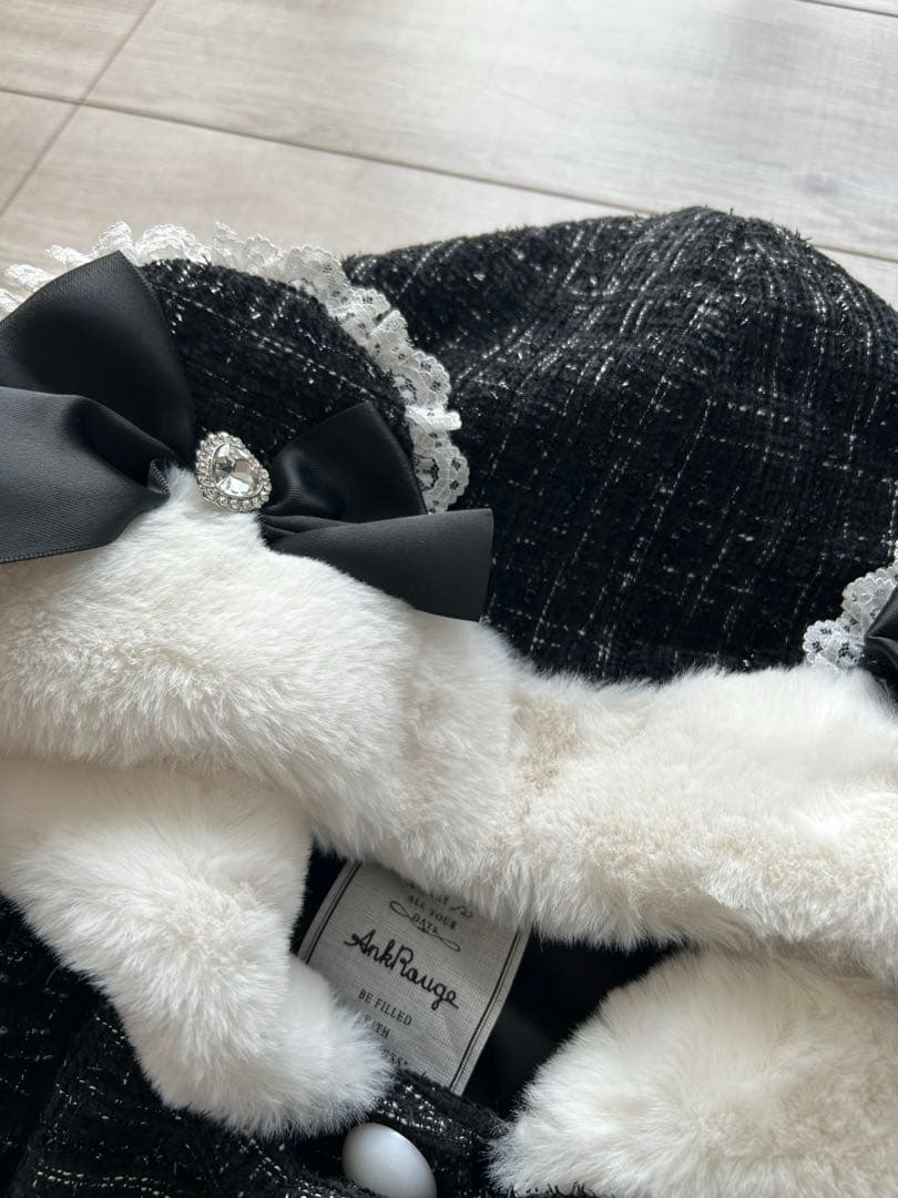 美品】アンクルージュ くまちゃんキラキラツイードポンチョ 地雷 量産