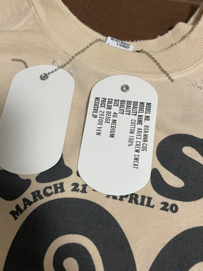 NEXUSVII. Aries Crew Sweat 25AW ベージュ - メルカリ