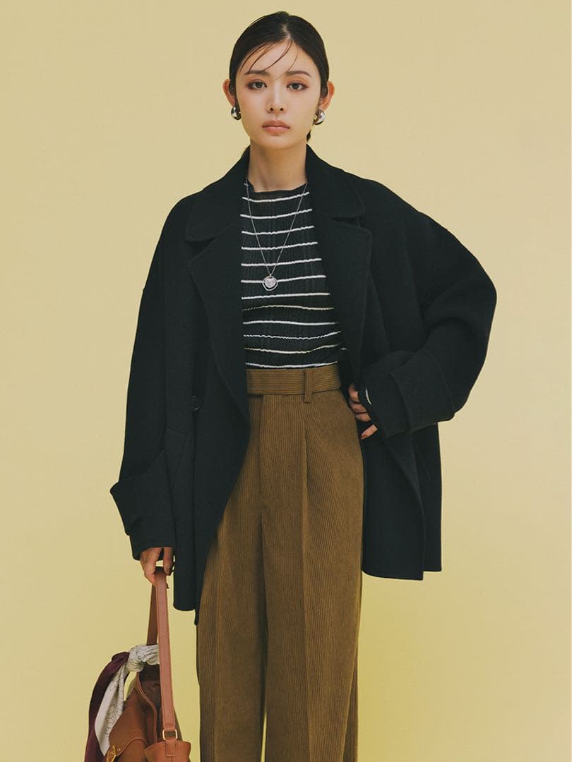 《新品タグ付き》ミラオーウェン woolコクーンシルエットピーコート