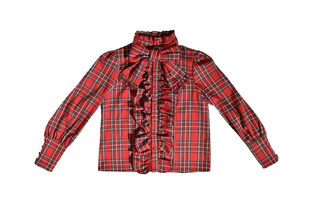 即納」CATCOCOONクラシカルドール 長袖 セットアップ 赤チェック