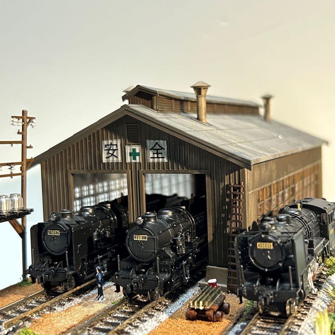 ローカル線 木造機関庫Ⅱ 鉄道模型 Nゲージ ジオラマ 展示台