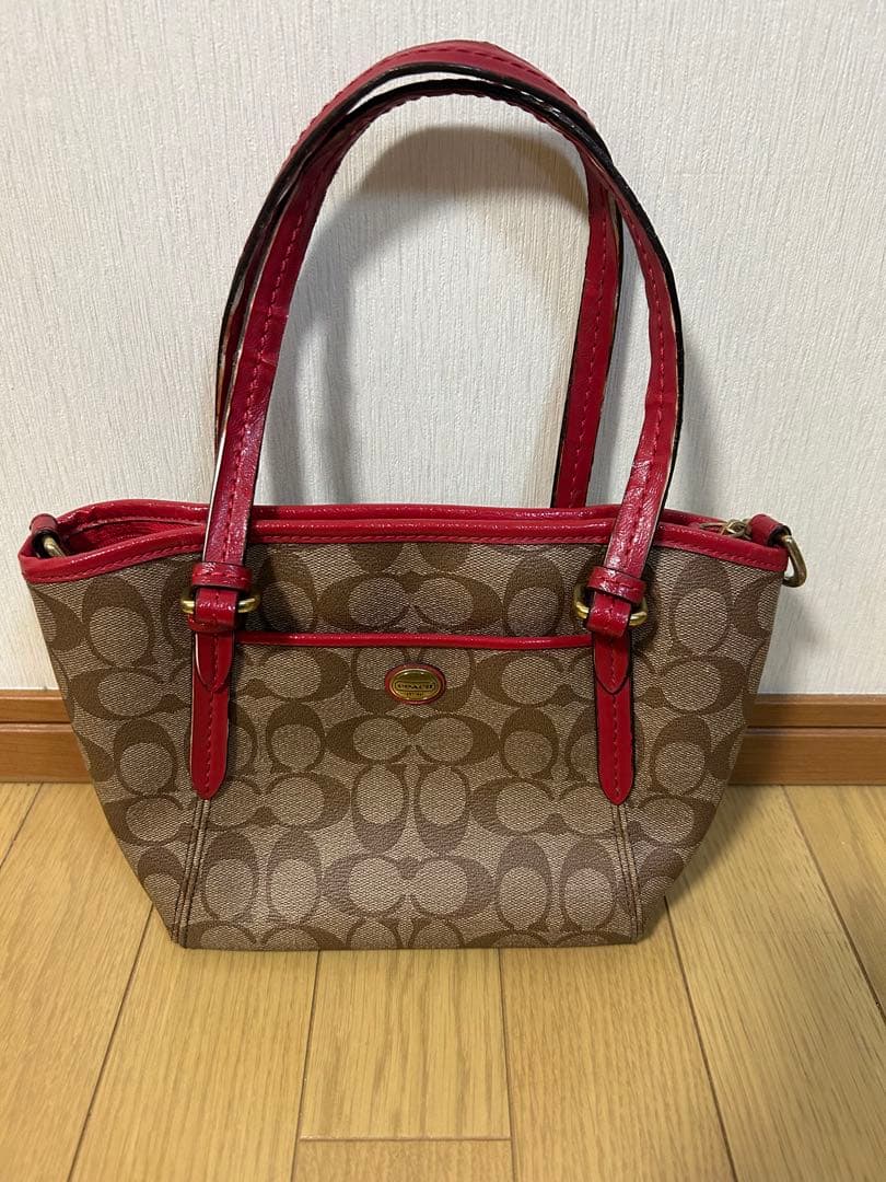 COACHコーチ シグネチャー トートバッグ レザー ハンドバッグ