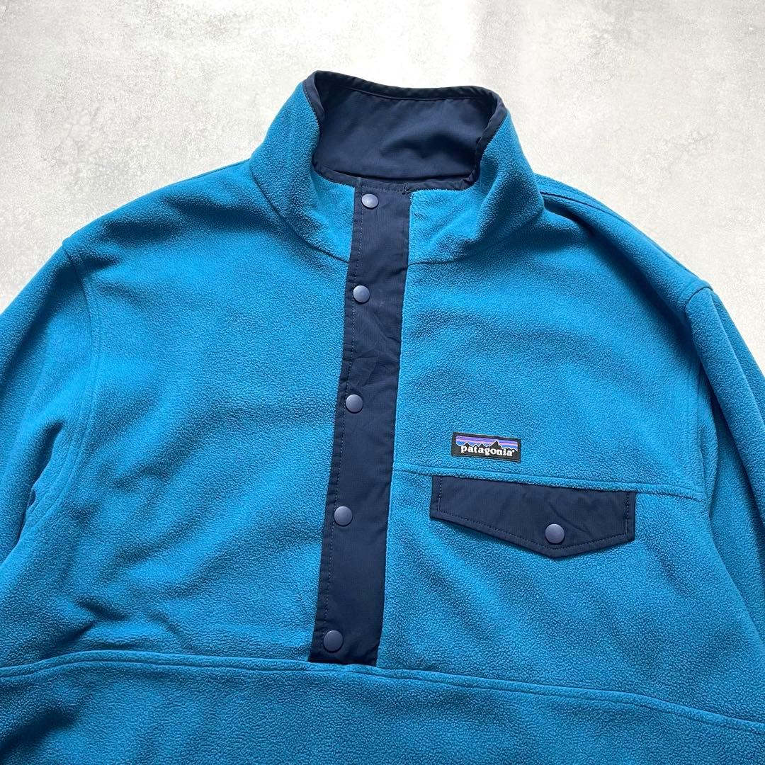 美品 パタゴニア グリセード リバーシブル スナップT 紺青 M 25385