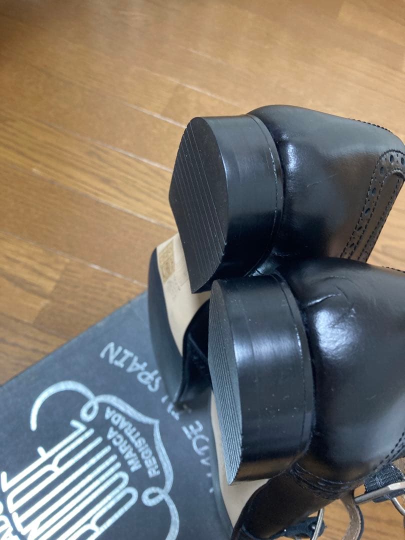 BONTRE ダブルモンクストラップウイングチップ メダリオンシューズ黒本