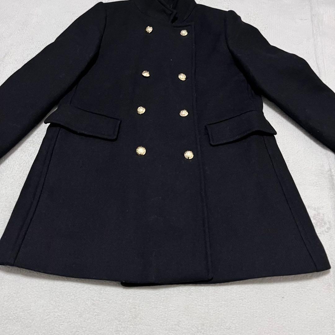 ZARA ナポレオンコート ブラック 金ボタン ウール ロング L ダブル 黒