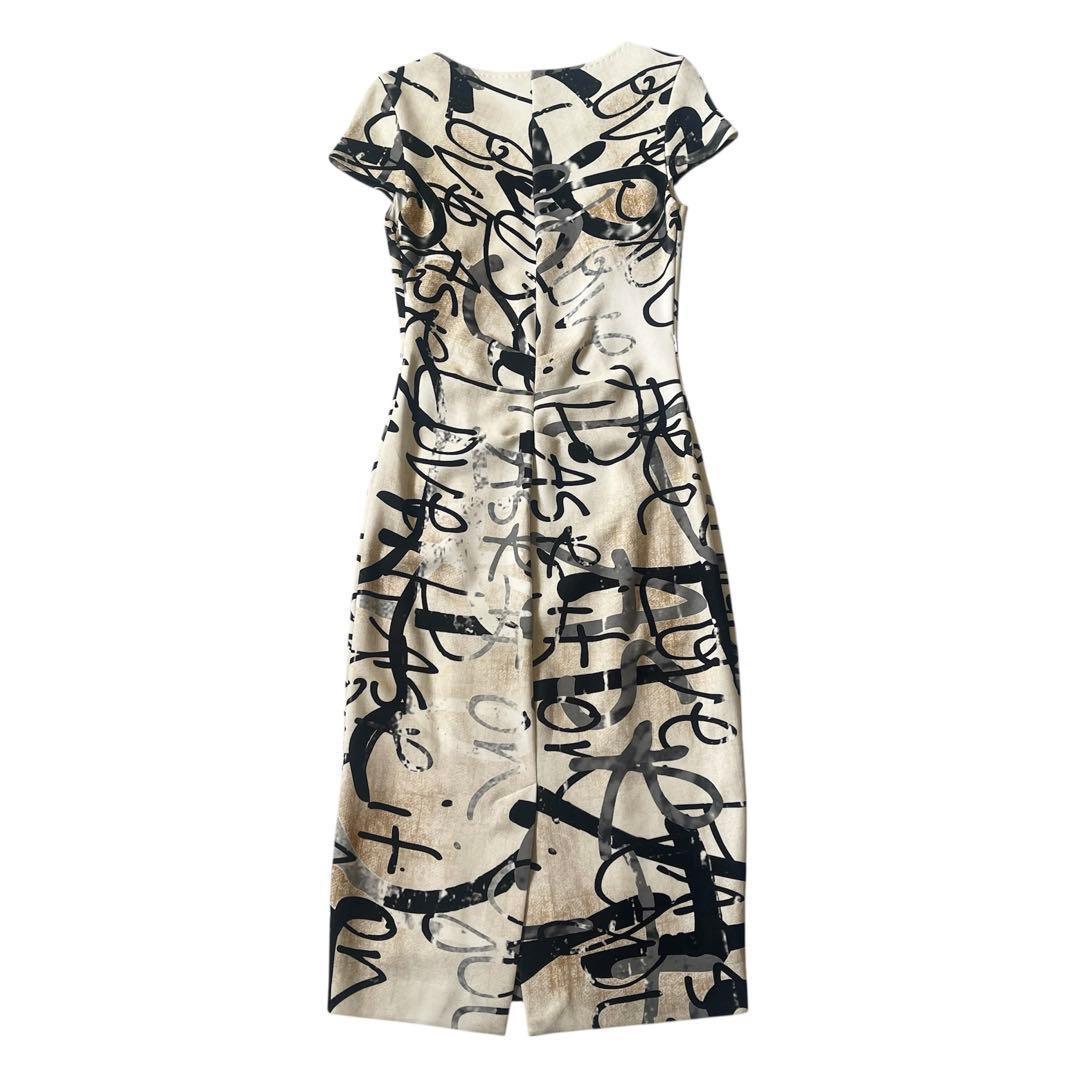 マックスマーラ 白タグ ワンピース ロング丈 総柄 刻印ファスナー M