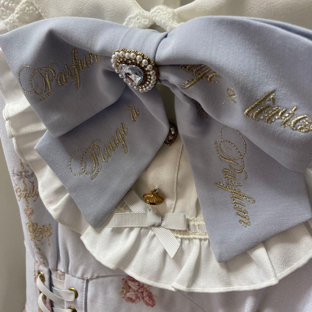 LIZLISA Romantic Cosmetics柄ワンピース リズリサ 水色 - メルカリ