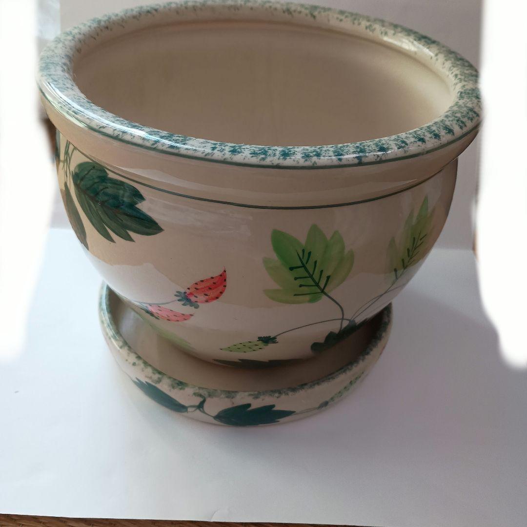 未使用陶器製植木鉢 受け皿付き - メルカリ