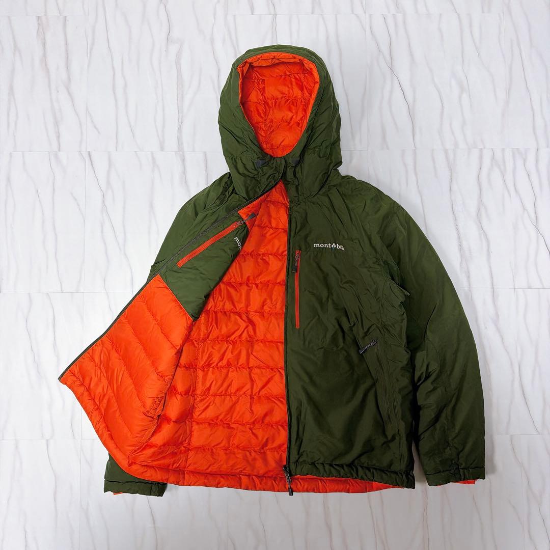 モンベル コロラドパーカ リバーシブルダウンジャケット カーキ×オレンジ M mont bell モンベル コロラドパーカ リバーシブル ダウンジャケット