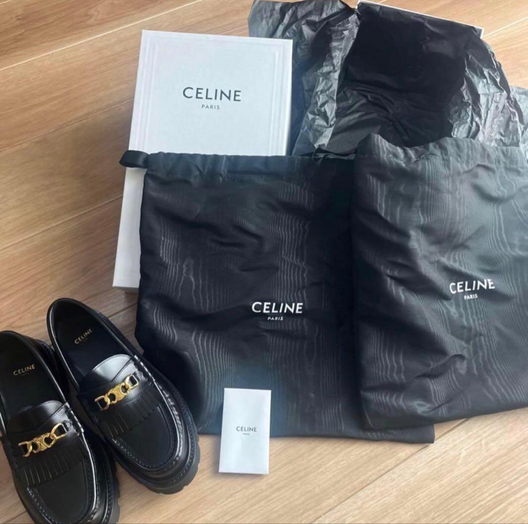 CELINE マーガレット ローファー 37 トリオンフチェーン - メルカリ
