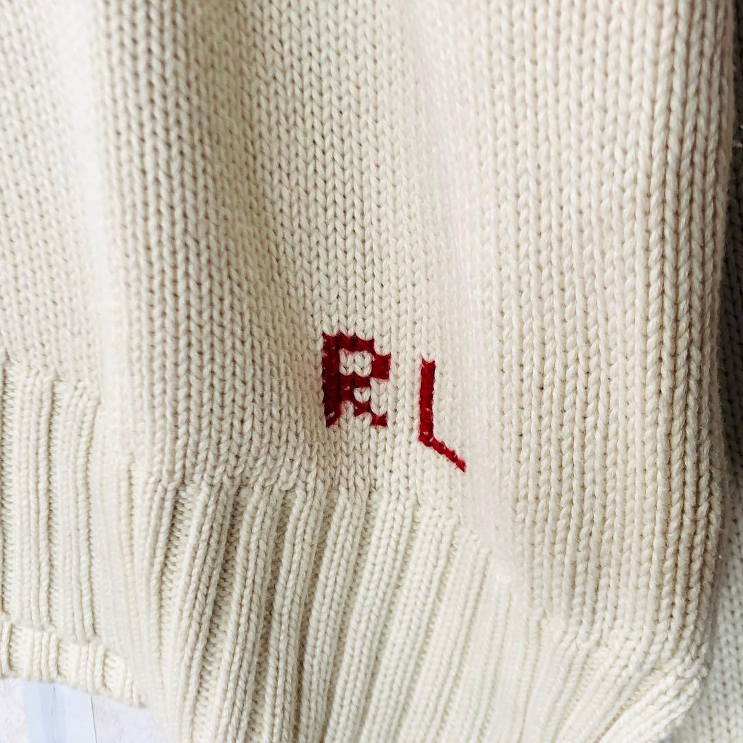 超大人気】ラルフローレン ポロベア デカロゴ ニット セーター 白 Mサイズ