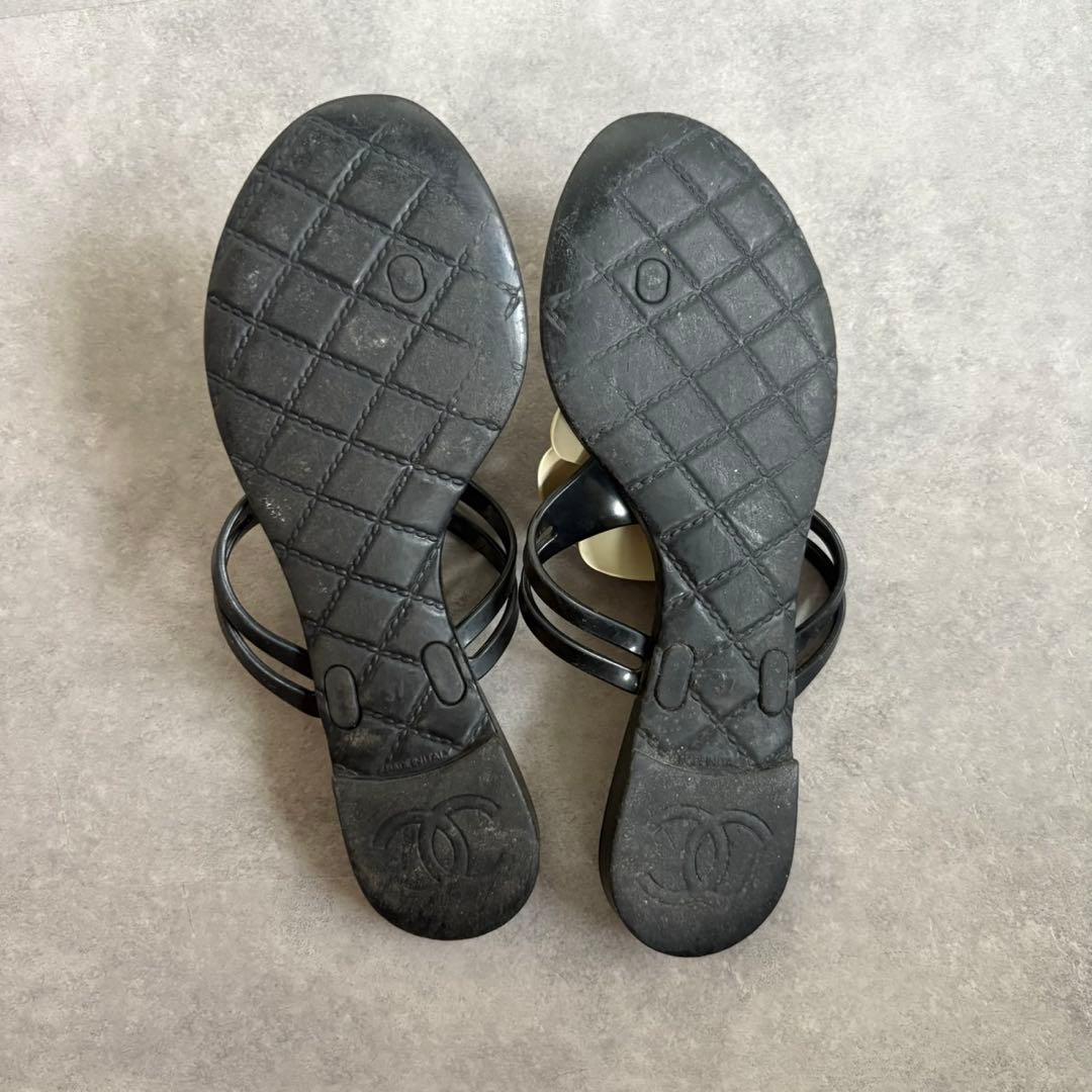 美品❗️】CHANEL シャネル カメリア トングサンダル サンダル 37