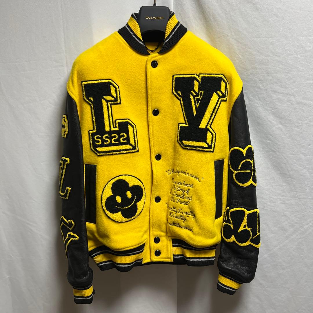 Louis Vuitton レザー エンブロイダリー バーシティ ジャケット ルイヴィトンレザーエンブロイダリー バーシティジャケット スタジャン