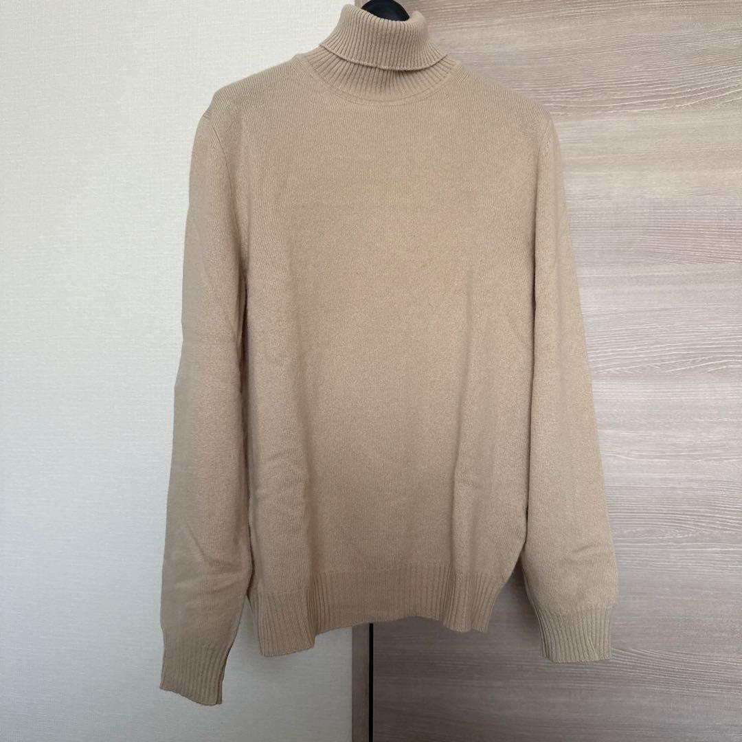 FEDELI フェデリ ミルクティ ベージュカシミヤタートルネックニット46 M FEDELI（フェデリ）ハイゲージカシミアソリッドタートルネックニット