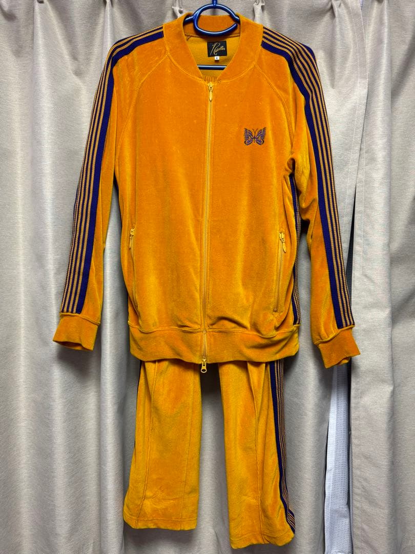 needles セットアップ ベロア オレンジ パープル ナロー 上S 下XS