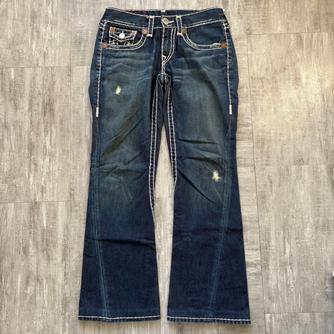 TRUE RELIGION joey super t フレア 白ステッチ 30 - メルカリ