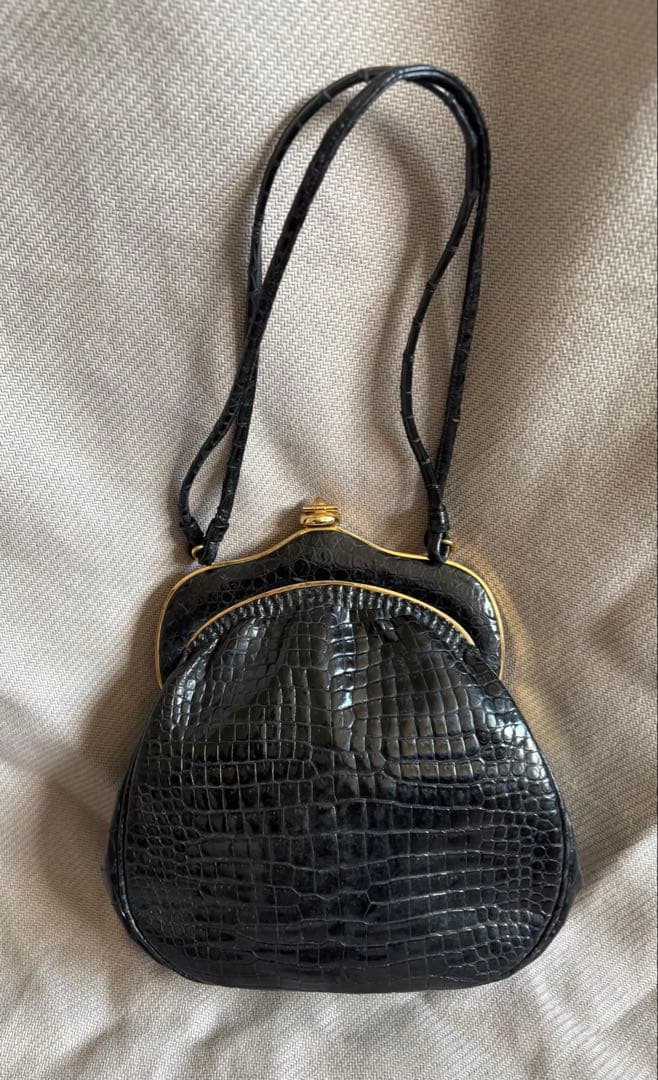 濱野皮革工藝 ハマノ ハンドバッグ サンピエトロ がま口 ビジュー