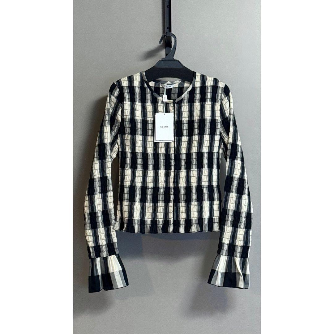 CLANE クラネ/SHIRRING DESIGN BLOUSE チェック柄 - メルカリ