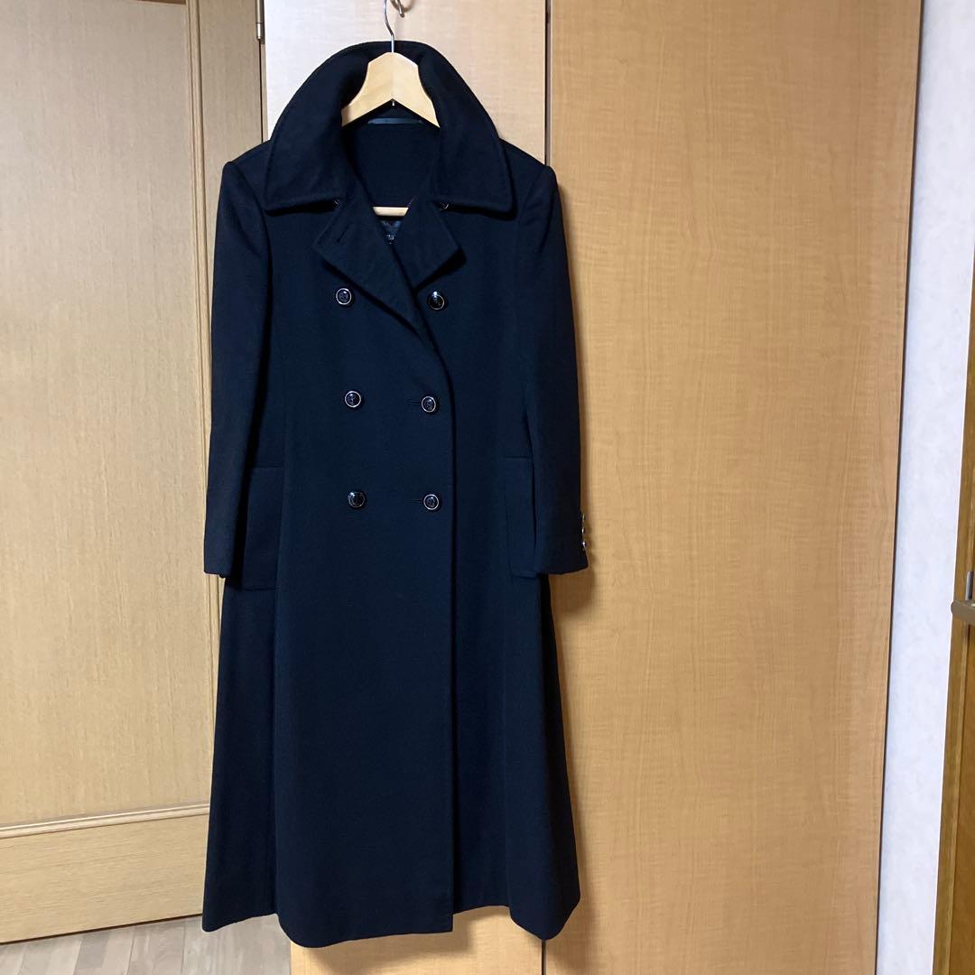 Hobson YANASE COLLECTION カシミヤダブルブレストコート カシミヤ混素材 ダブルフェイス 優雅なダブルブレストコート