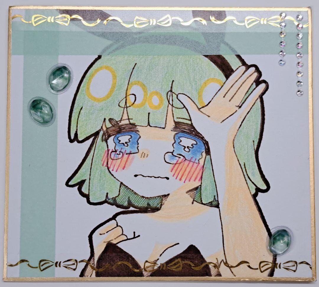 手描きイラスト 色紙 原画 ペン画 色鉛筆 一点物 女の子 オリジナル