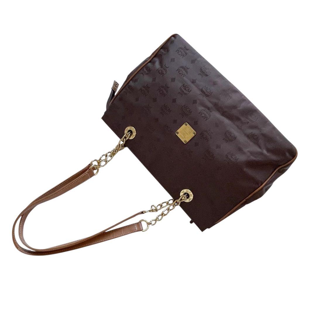 希少！廃盤品】MCM チェーンショルダーバッグ ロゴ総柄 旧ロゴ期 PVC