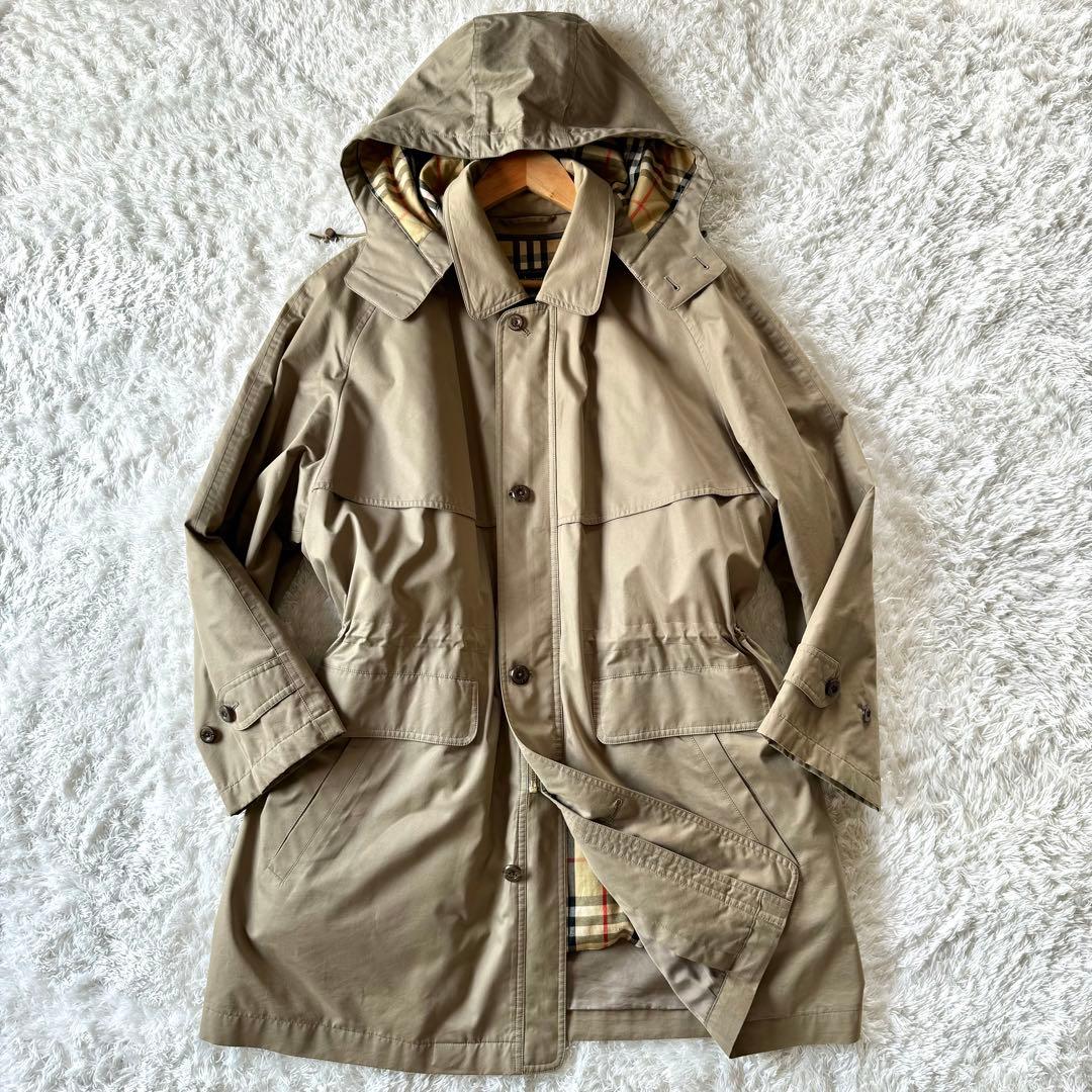 美品 バーバリー 3way ロングコート ジャケット カーキ ノバチェック M