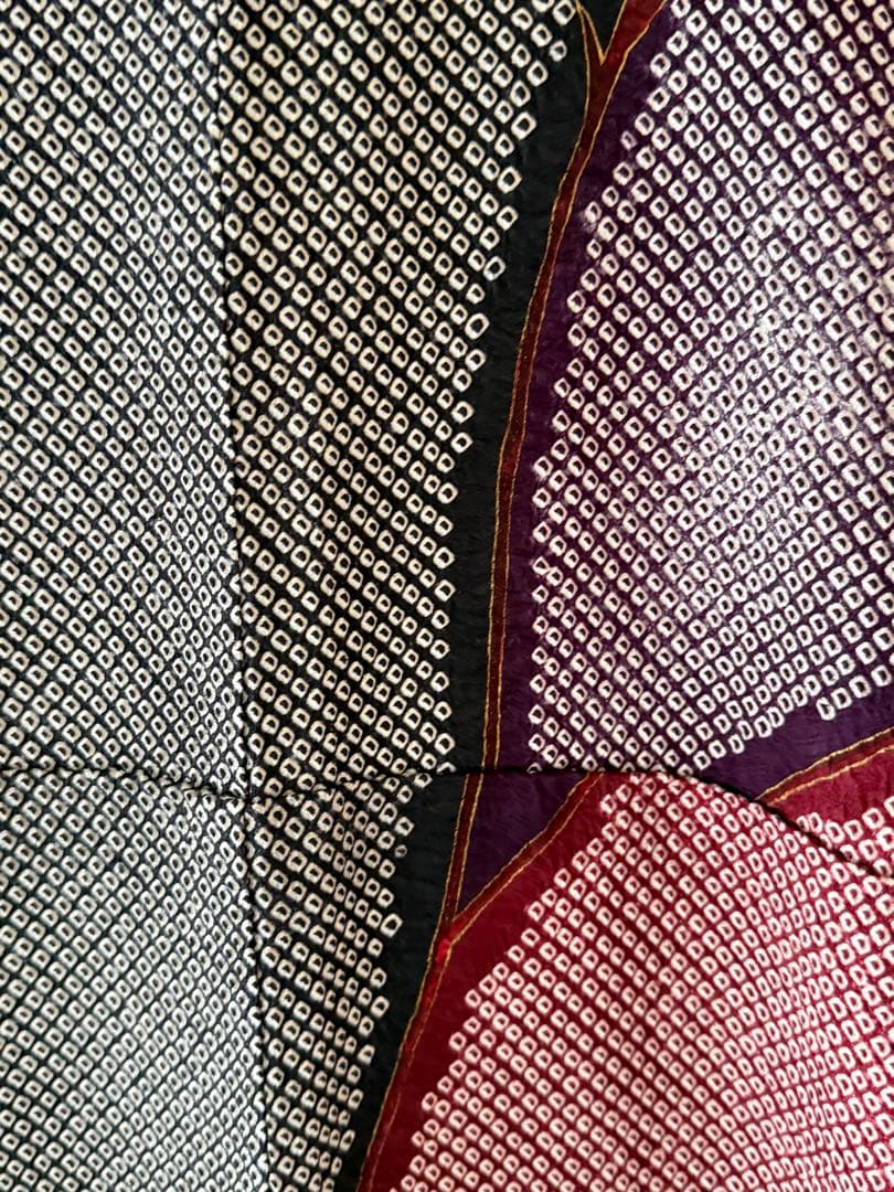 総絞り 訪問着 正絹 枝葉模様 幾何学文様 身丈155cm (新品未着用品