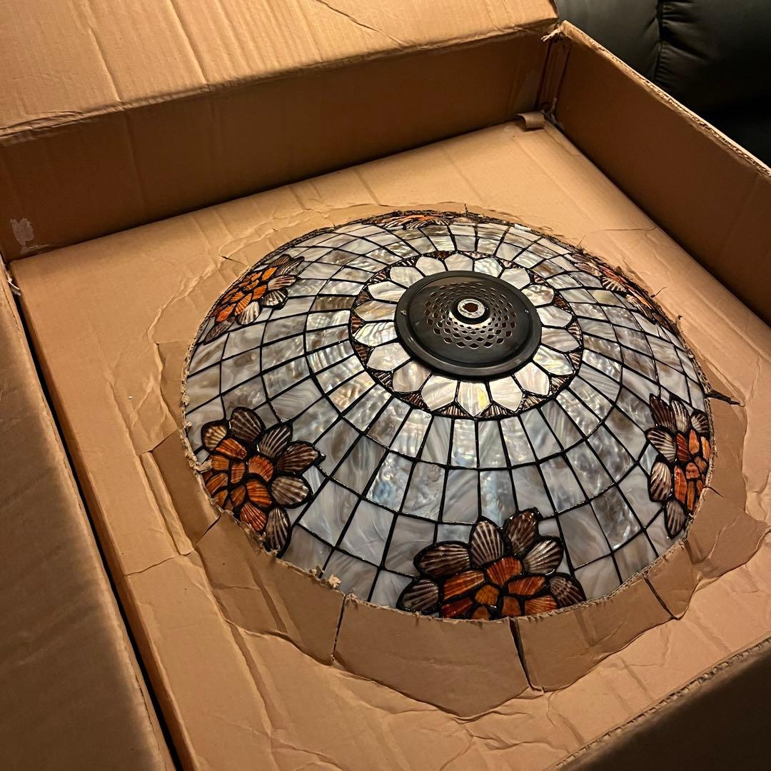 瀧住照明製】ステンドグラス風シャンデリア 5灯式 天井直付け 花柄