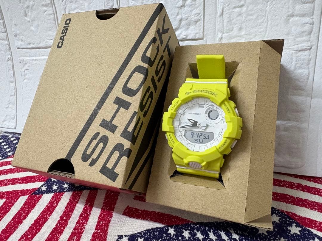 ٩( ᐛ )و試着のみ☆G-SHOCKイエロー☆GMA-b800٩( ᐛ )و G-SHOCK GBA-800-9AJF G-SQUAD Bluetooth 黄色 イエロー トレーニング