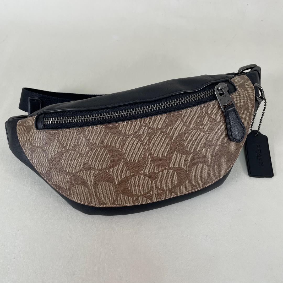 C5 美品✨COACH ボディバッグ F84711 ブラック×シグネチャー Amazon | [COACH] [コーチ] ボディバッグ ヒップバッグ メンズ