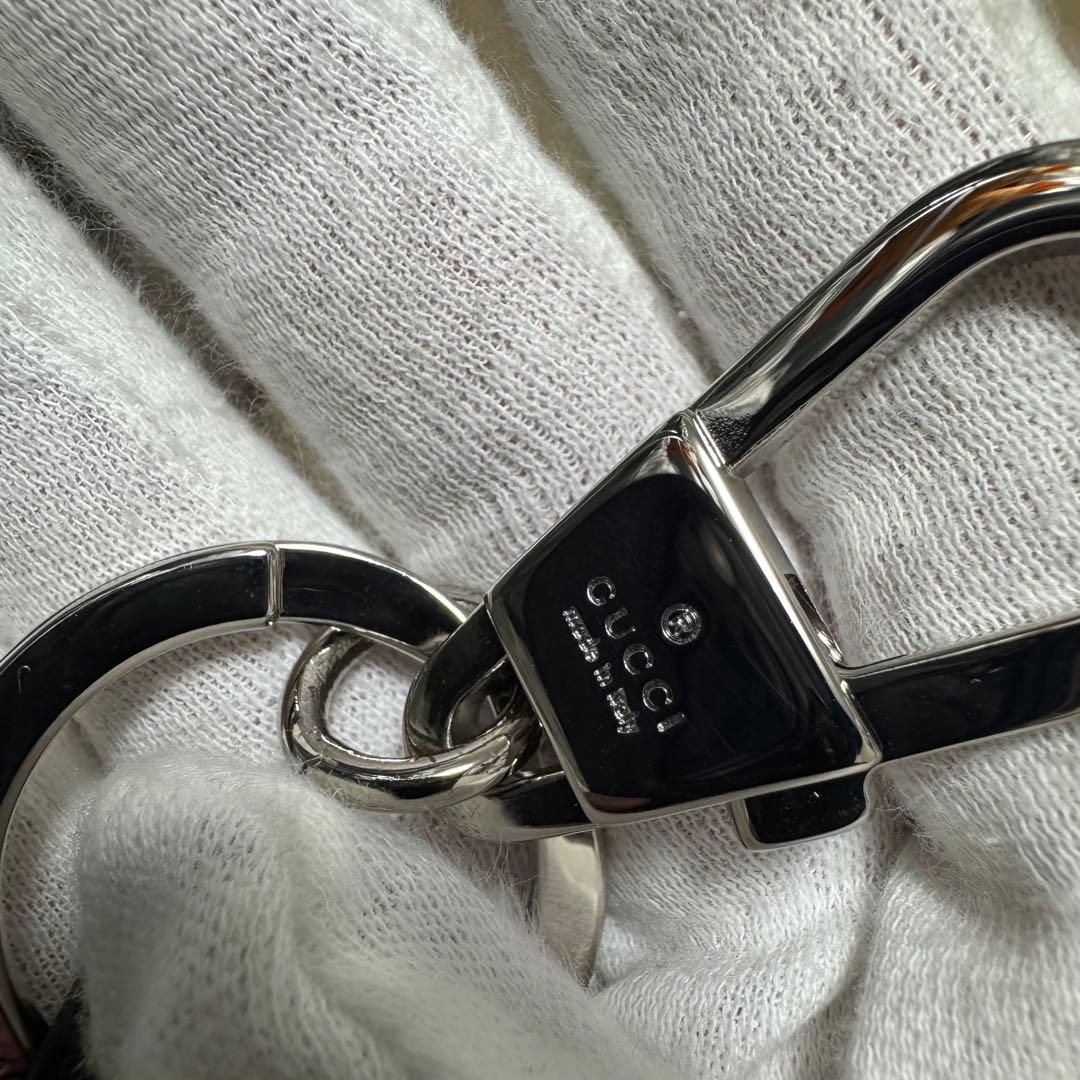 新品同様】グッチ GUCCI キーリング シマ GG レザー ブラック 黒