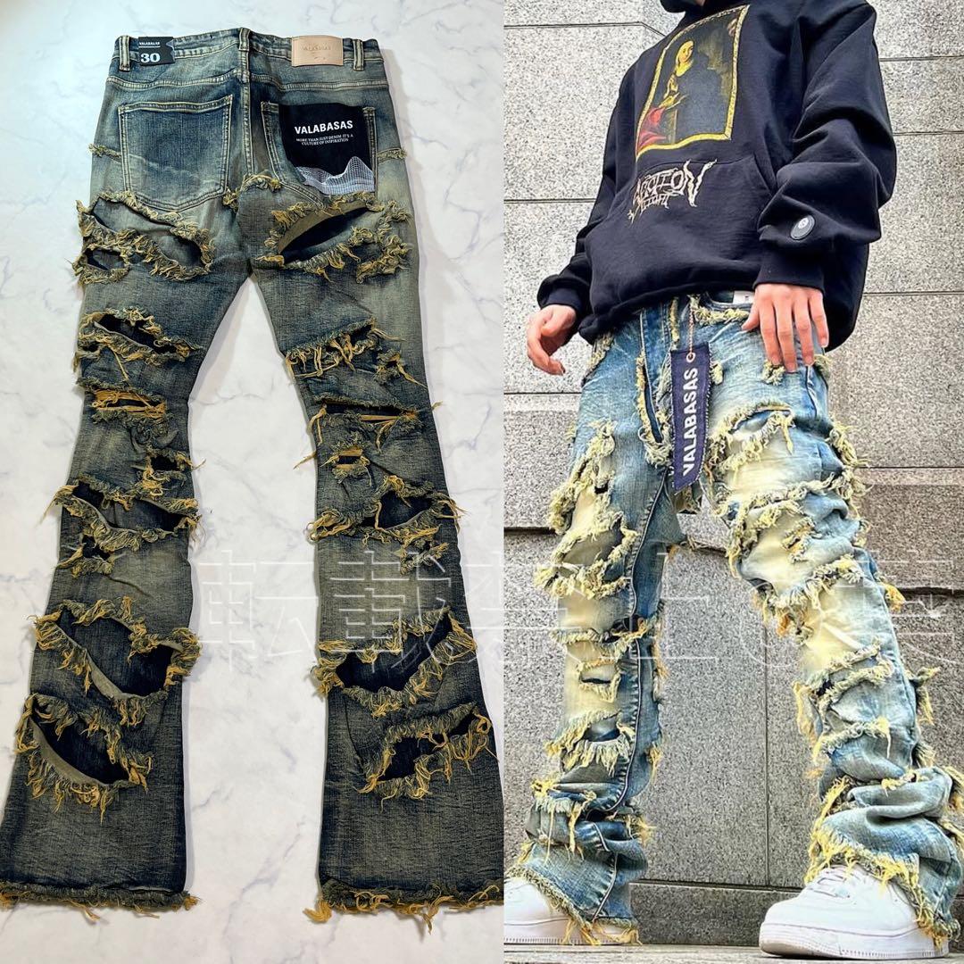 バラバサス valabasas ハードクラッシュスキニーフレアデニム 新品30