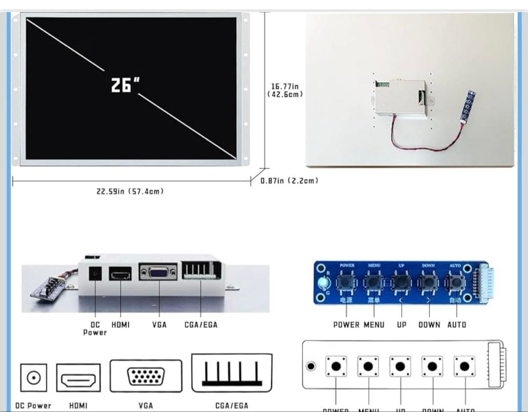 UNICO 26インチアーケード交換用モニター、HDMI/VGA/CGA/EGA Amazon.com: UNICO 26 inch Arcade Replacement Monitor, 4:3 Ratio